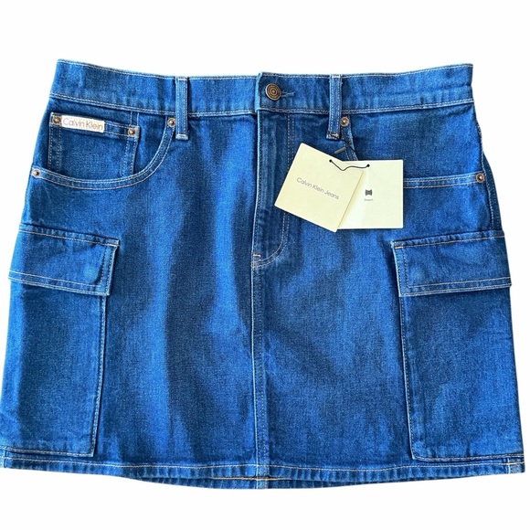 Calvin Klein Dresses & Skirts - NWT Calvin Klein Jeans Denim Cargo Mini Skirt - Bright Ocean - Size 30